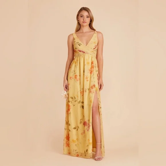 Birdy Grey Laurie Empire Maxi Dress Pale Yellow Rococo Floral - Picture 1 of 13
